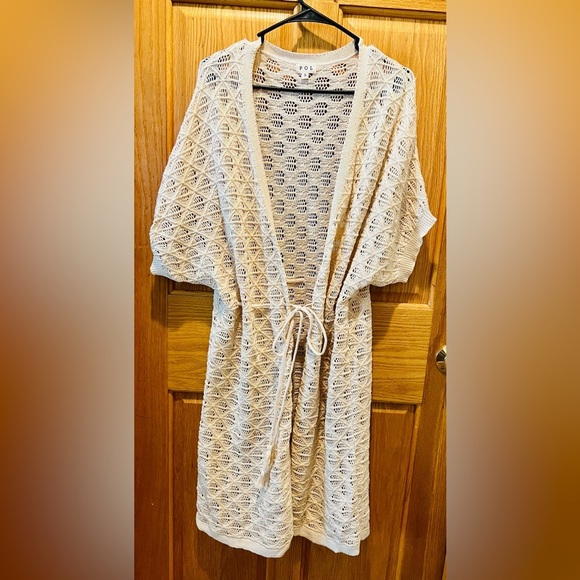 POL Sweaters - POL Crochet Open-Front Cardigan in Ivory